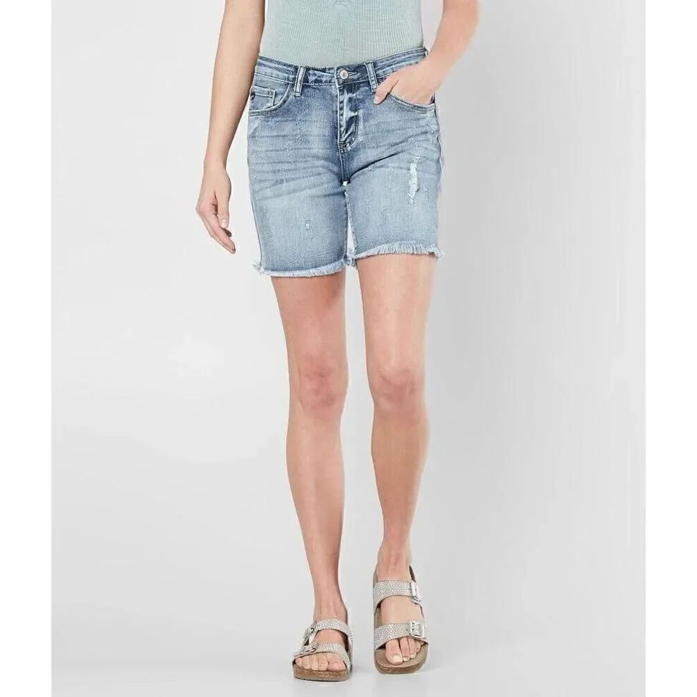 Kancan Mid-Rise Stretch ShortWomen's Size Medium Raw Hem Nwt